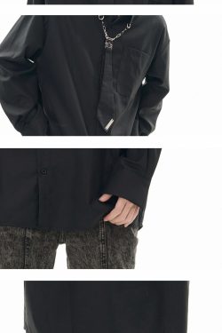 GCINIM Chained Tie Long Sleeve - Y2K Summer Grunge, 90s Retro, Pastel Goth, Y2K Party Outfit