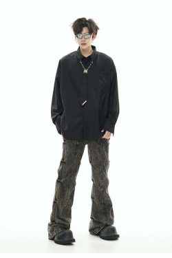 GCINIM Chained Tie Long Sleeve - Y2K Summer Grunge Top, 90s Retro Fashion, Pastel Goth Outfit
