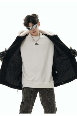 GCINIM Contrast Star Fleece Hoodie - Y2K Grunge, 90s Retro, Summer Outfits, Y2K Fashion Essentials