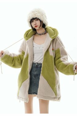 GCINIM Contrast Star Fleece Hoodie - Y2K Grunge, 90s Retro, Summer Outfits, Y2K Fashion Essentials
