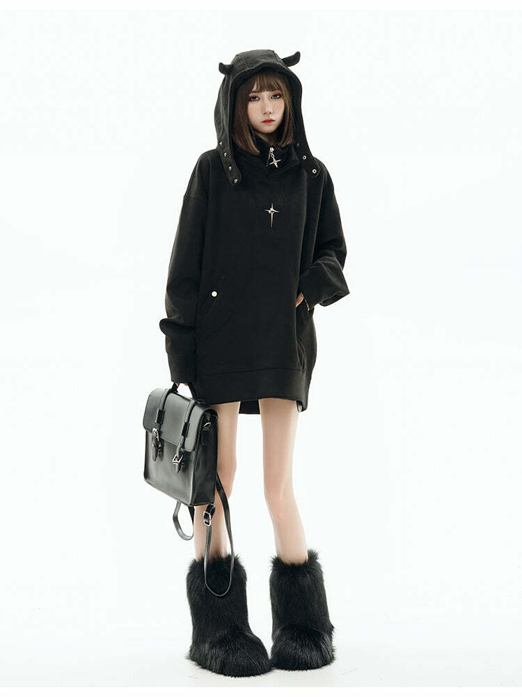 GCINIM Curved-Panel Hooded Jacket - Y2K Summer Grunge, 90s Retro, Pastel Goth, Y2K