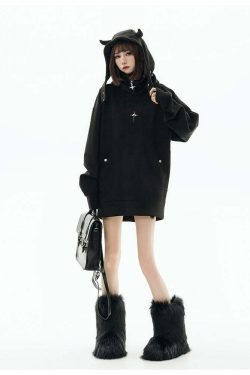 GCINIM Curved-Panel Hooded Jacket - Y2K Summer Grunge, 90s Retro, Pastel Goth, Y2K