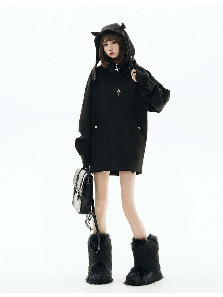 GCINIM Curved-Panel Hooded Jacket - Y2K Summer Grunge, 90s Retro, Pastel Goth, Y2K