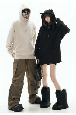 GCINIM Curved-Panel Hooded Jacket - Y2K Summer Grunge, 90s Retro, Pastel Goth, Y2K