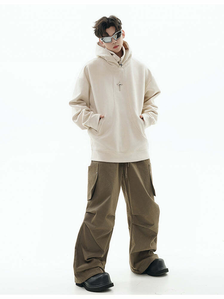 GCINIM Curved-Panel Hooded Jacket - Y2K Summer Grunge, 90s Retro, Pastel Goth, Y2K