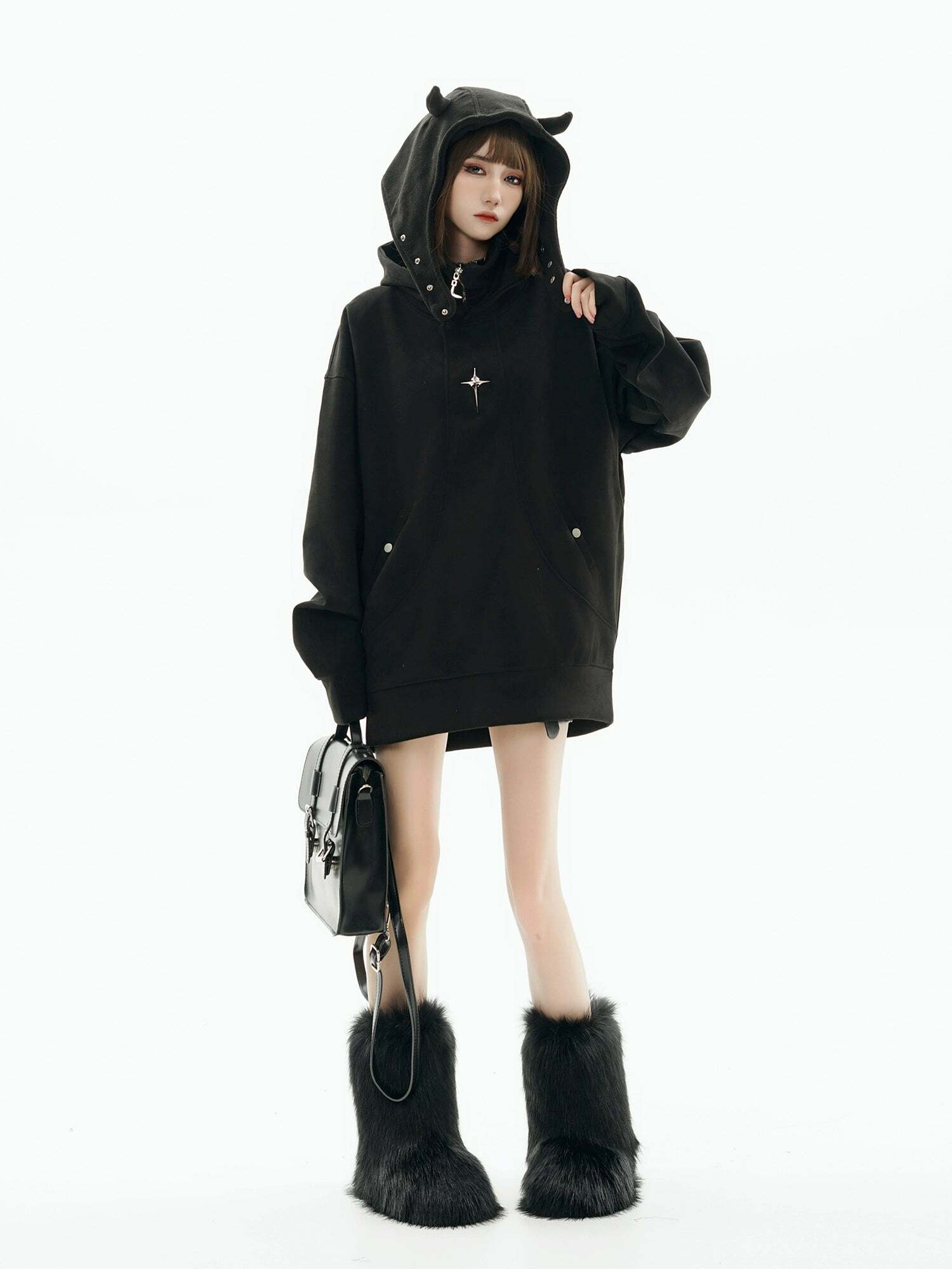 GCINIM Curved-Panel Hooded Jacket - Y2K Summer Grunge, 90s Retro, Pastel Goth, Y2K