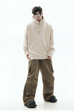 GCINIM Curved-Panel Hooded Jacket - Y2K Summer Grunge, 90s Retro, Pastel Goth, Y2K