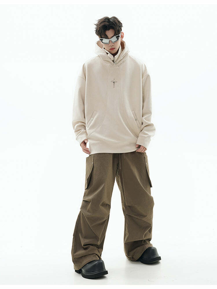 GCINIM Curved-Panel Hooded Jacket - Y2K Summer Grunge, 90s Retro, Pastel Goth, Y2K