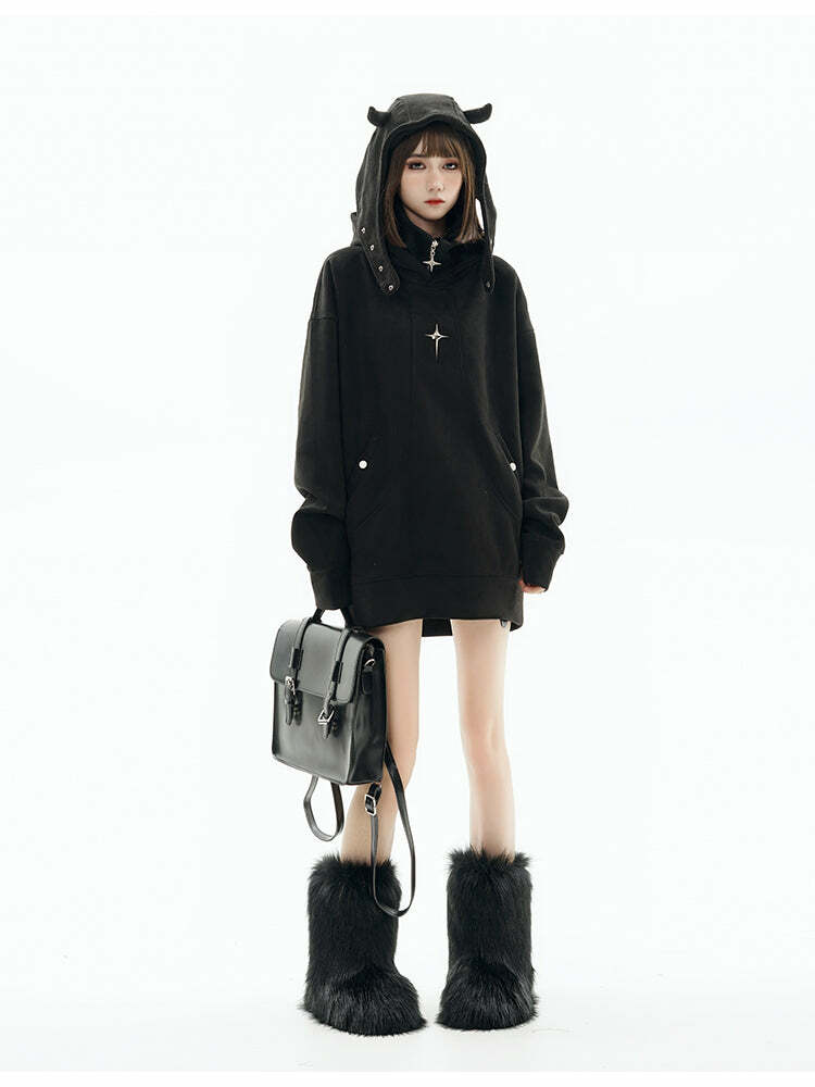GCINIM Curved-Panel Hooded Jacket - Y2K Summer Grunge, 90s Retro, Pastel Goth, Y2K
