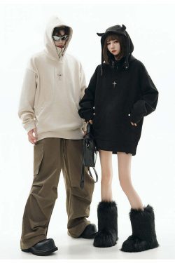 GCINIM Curved-Panel Hooded Jacket - Y2K Summer Grunge, 90s Retro, Pastel Goth, Y2K