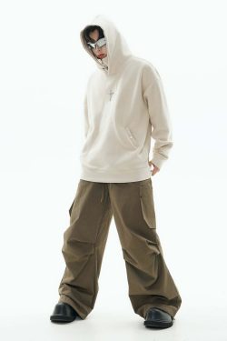 GCINIM Curved-Panel Hooded Jacket - Y2K Summer Grunge, 90s Retro, Pastel Goth, Y2K