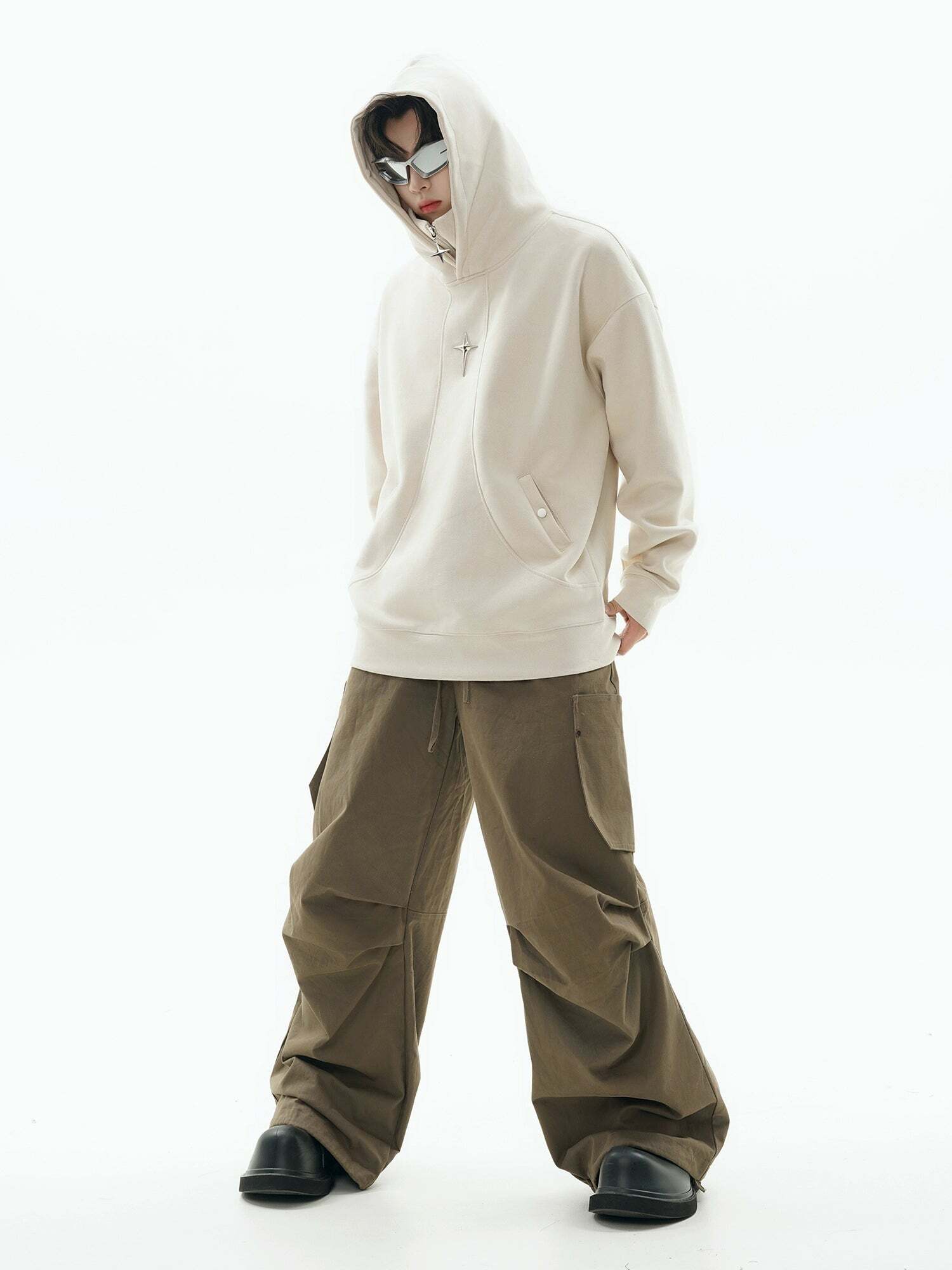 GCINIM Curved-Panel Hooded Jacket - Y2K Summer Grunge, 90s Retro, Pastel Goth, Y2K