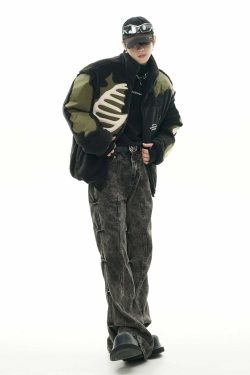 GCINIM Embossed Bone Fleece Jacket - Y2K Grunge, 90s Retro, Summer Outfits, Pastel Goth Style