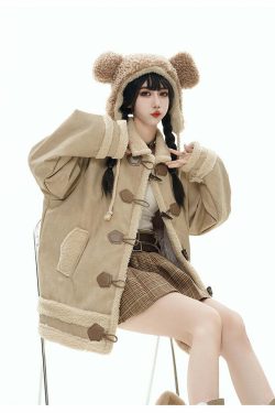 GCINIM Faux-Shearling Jacket - Y2K Grunge, 90s Retro, Summer Outfits, Pastel Goth, Y2
