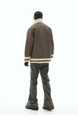 GCINIM Faux-Shearling Jacket - Y2K Grunge, 90s Retro, Summer Outfits, Pastel Goth, Y2