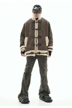 GCINIM Faux-Shearling Jacket - Y2K Grunge, 90s Retro, Summer Outfits, Pastel Goth, Y2
