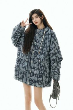 GCINIM Painted Stripe Denim Jacket - Y2K Summer, 90s Grunge, Retro Style, Y2K Club & Party Outfits