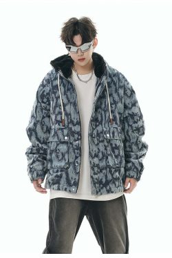 GCINIM Painted Stripe Denim Jacket - Y2K Summer, 90s Grunge, Retro Style, Y2K Club & Party Outfits