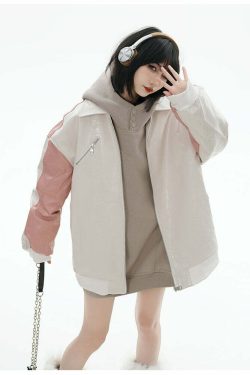 GCINIM Two-Tone Faux Leather Jacket - Y2K Grunge, 90s Fashion, Retro Style, Summer Y2K Outfits