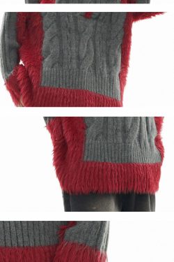 GCINIM Two-Tone V Neck Sweater - Y2K Grunge, 90s Fashion, Retro Style, Summer Y2K Out