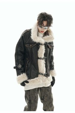GCINIM Y2K Faux Leather Buckle-Strap Jacket - 90s Grunge, Retro, Gothic, Summer & Party Outfits