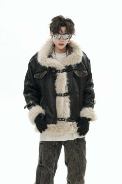 GCINIM Y2K Faux Leather Buckle-Strap Jacket - 90s Grunge, Retro, Gothic, Summer & Party Outfits