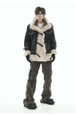 GCINIM Y2K Faux Leather Buckle-Strap Jacket - 90s Grunge, Retro, Gothic, Summer & Party Outfits