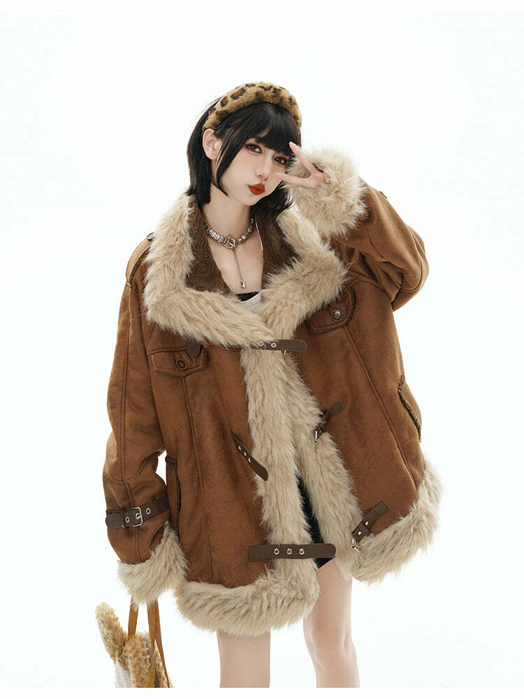 GCINIM Y2K Faux Leather Buckle-Strap Jacket - 90s Grunge, Retro, Gothic, Summer & Party Outfits