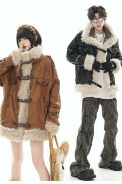 GCINIM Y2K Faux Leather Buckle-Strap Jacket - 90s Grunge, Retro, Gothic, Summer & Party Outfits