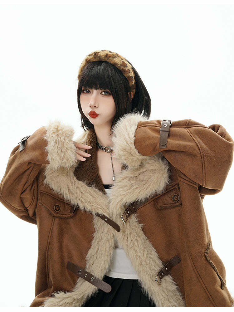 GCINIM Y2K Faux Leather Buckle-Strap Jacket - 90s Grunge, Retro, Gothic, Summer & Party Outfits
