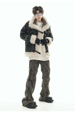 GCINIM Y2K Faux Leather Buckle-Strap Jacket - 90s Grunge, Retro, Gothic, Summer & Party Outfits