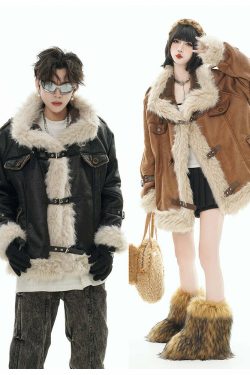 GCINIM Y2K Faux Leather Buckle-Strap Jacket - 90s Grunge, Retro, Gothic, Summer & Party Outfits