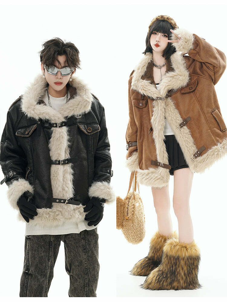 GCINIM Y2K Faux Leather Buckle-Strap Jacket - 90s Grunge, Retro, Gothic, Summer & Party Outfits