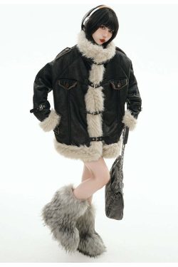 GCINIM Y2K Faux Leather Buckle-Strap Jacket - 90s Grunge, Retro, Gothic, Summer & Party Outfits