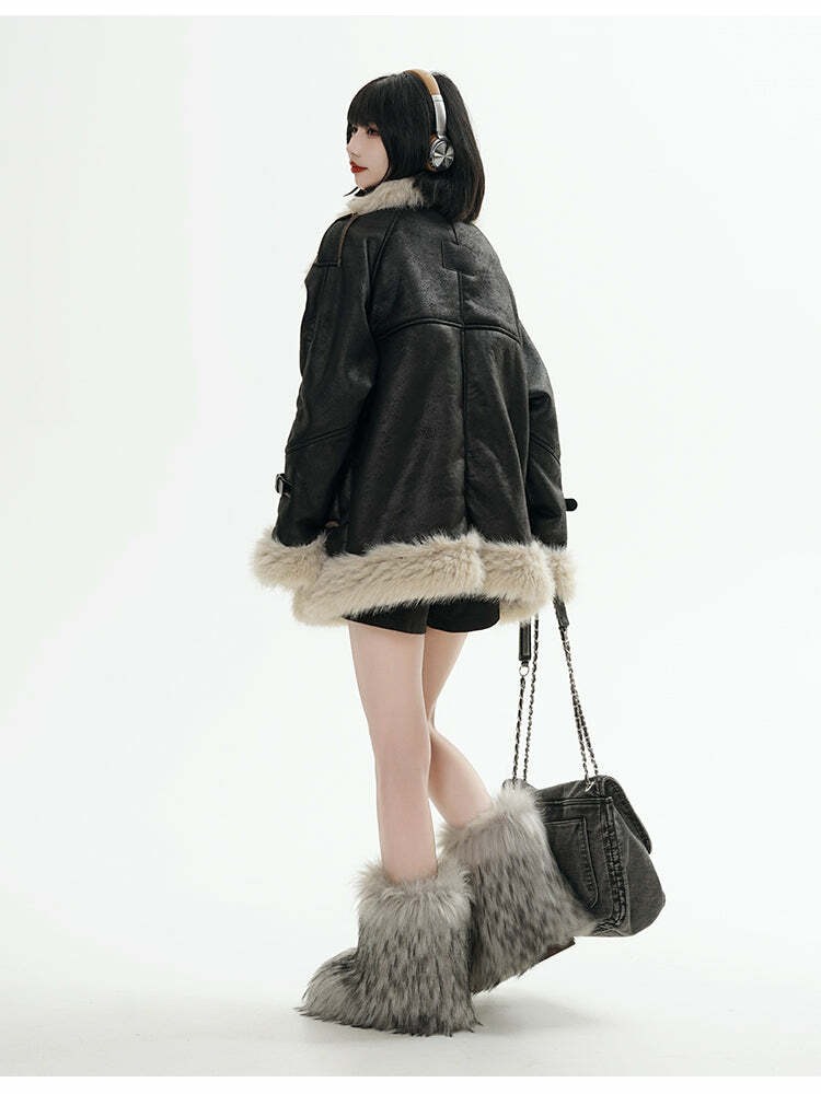 GCINIM Y2K Faux Leather Buckle-Strap Jacket - 90s Grunge, Retro, Gothic, Summer & Party Outfits