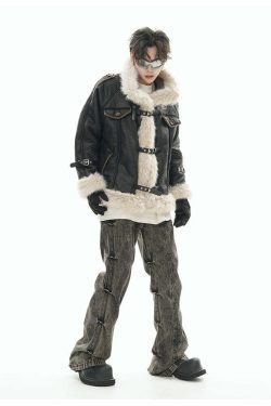 GCINIM Y2K Faux Leather Buckle-Strap Jacket - 90s Grunge, Retro, Gothic, Summer & Party Outfits