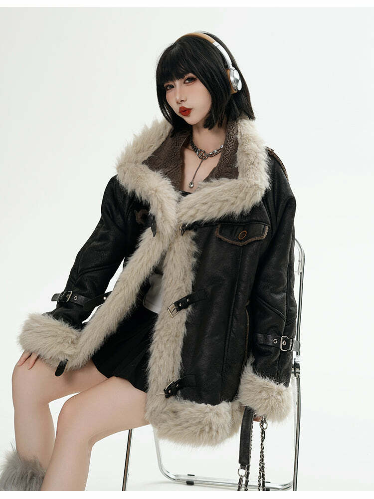 GCINIM Y2K Faux Leather Buckle-Strap Jacket - 90s Grunge, Retro, Gothic, Summer & Party Outfits