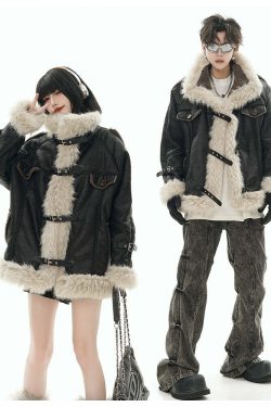 GCINIM Y2K Faux Leather Buckle-Strap Jacket - 90s Grunge, Retro, Gothic, Summer & Party Outfits