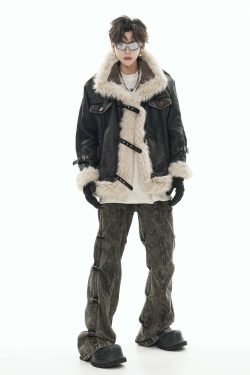 GCINIM Y2K Faux Leather Buckle-Strap Jacket - 90s Grunge, Retro, Gothic, Summer & Party Outfits