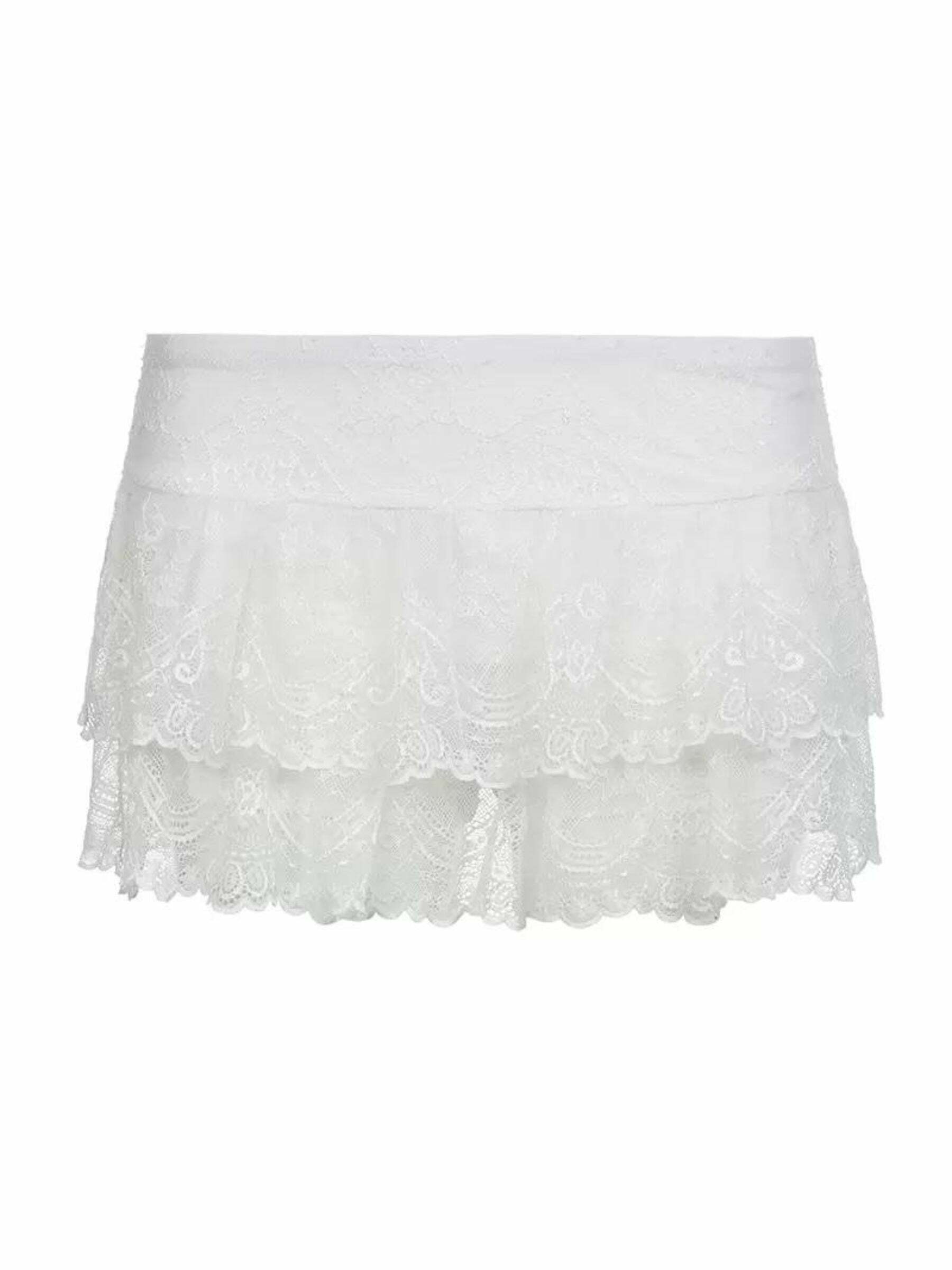 Gelila Lace Mini Skirt - Y2K Summer Grunge Outfit, 90s Fashion, Retro Style, Pastel Goth