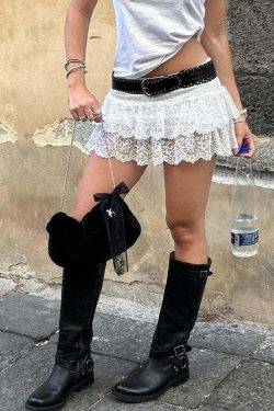 Gelila Lace Mini Skirt - Y2K Summer Grunge Outfit, 90s Fashion, Retro Style, Pastel Goth