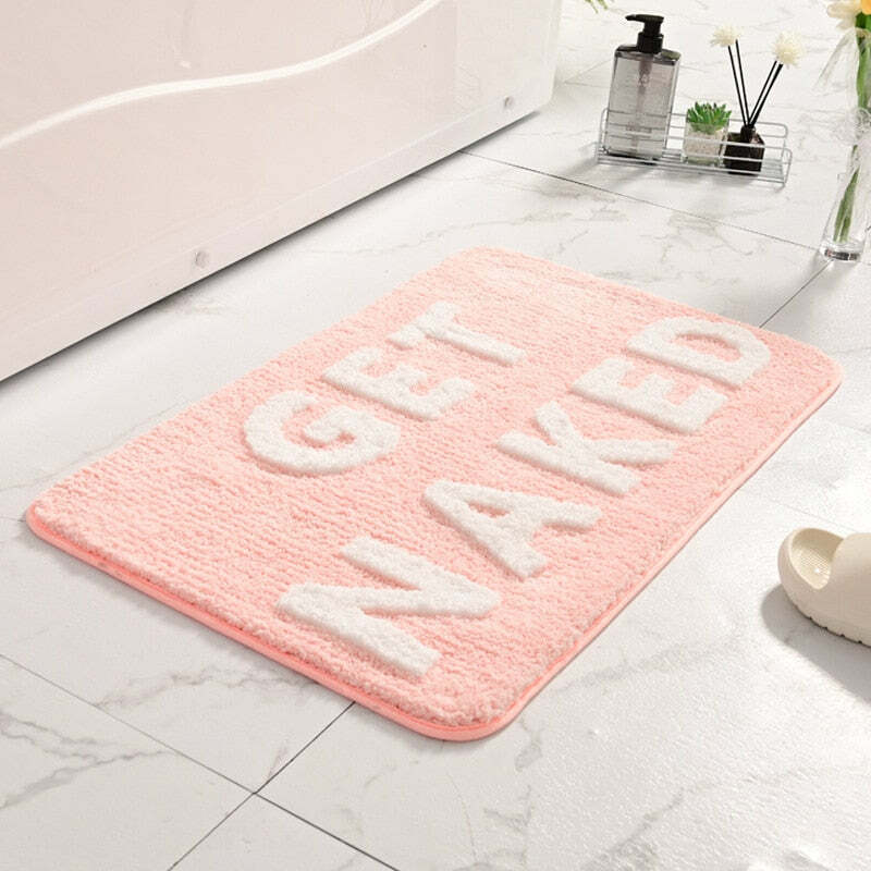 Get Naked Bath Mat Soft Pink - Y2K & 90s Fashion, Grunge, Retro, Pastel Goth, Summer Vibes
