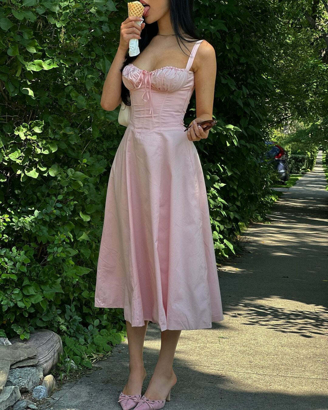 Giabella Corset Midi Dress - Y2K Summer, 90s Grunge, Retro Party, Pastel Goth, Y2K Club Outfit
