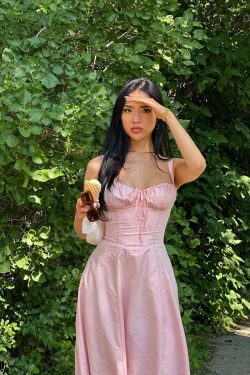 Giabella Corset Midi Dress - Y2K Summer, 90s Grunge, Retro Party, Pastel Goth, Y2K Club Outfit