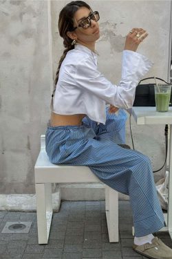 Gina Striped Loose Pants - Y2K Summer Grunge Outfit, 90s Fashion, Retro Style, Y2K Club Look