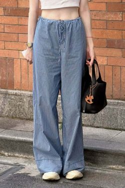 Gina Striped Loose Pants - Y2K Summer Grunge Outfit, 90s Fashion, Retro Style, Y2K Club Look