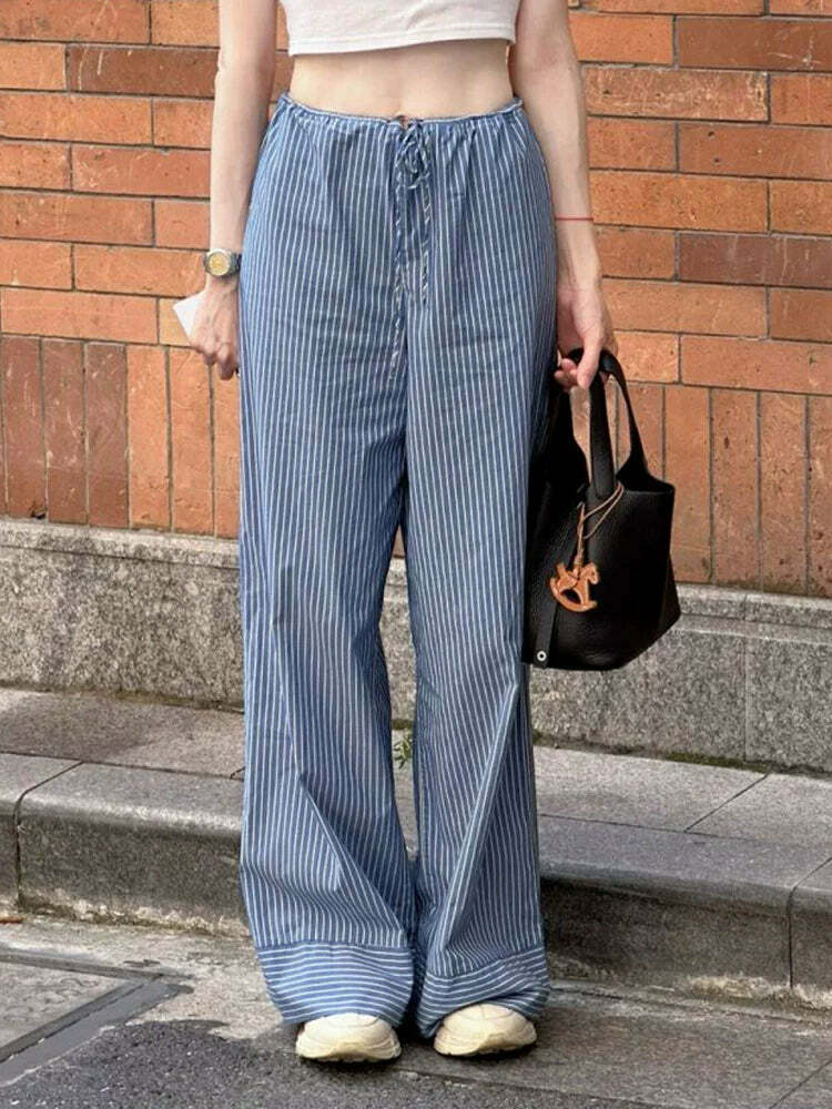 Gina Striped Loose Pants - Y2K Summer Grunge Outfit, 90s Fashion, Retro Style, Y2K Club Look