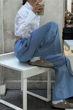 Gina Striped Loose Pants - Y2K Summer Grunge Outfit, 90s Fashion, Retro Style, Y2K Club Look
