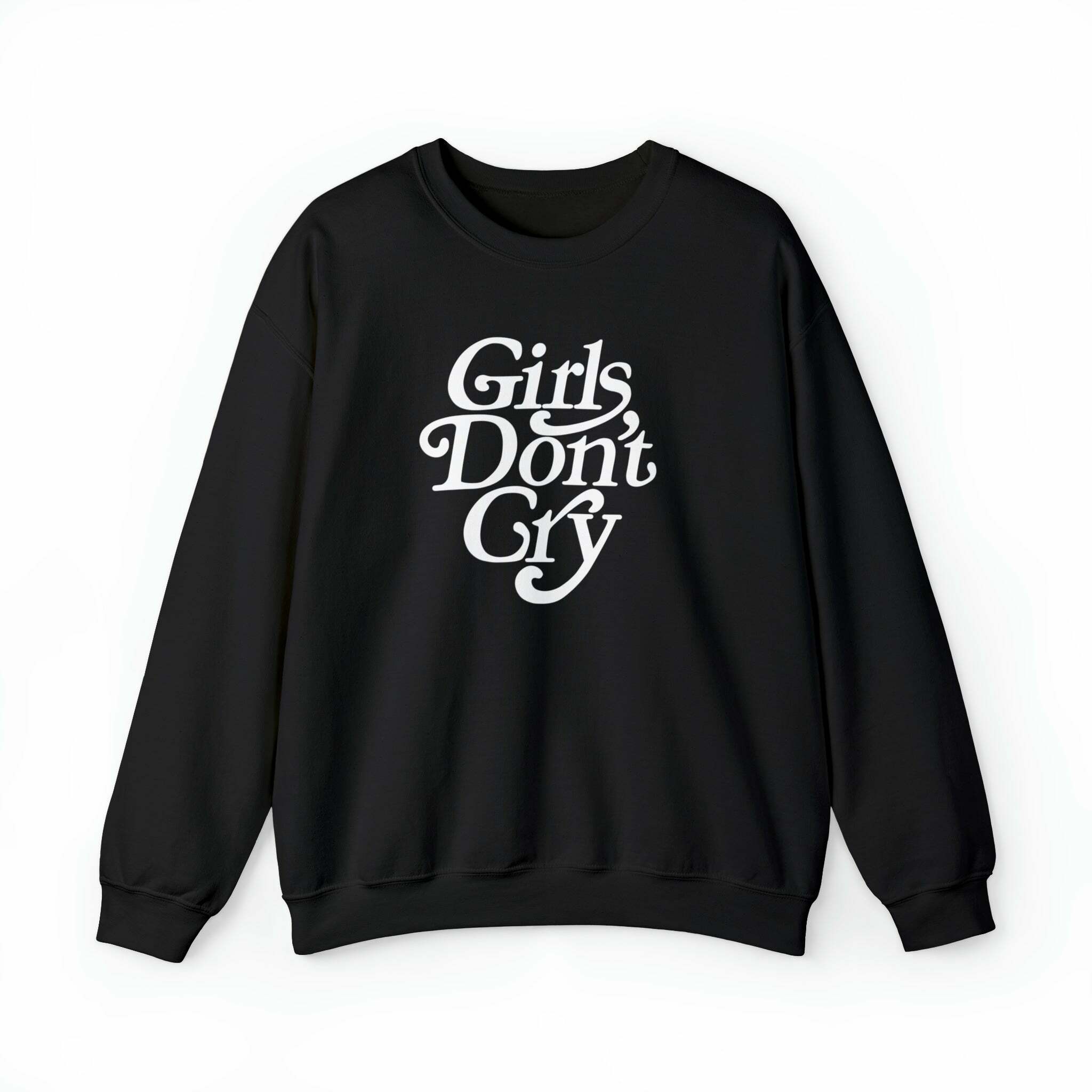 Girls Don't Cry Black & White Sweatshirt - Y2K Grunge, 90s Fashion, Retro Style, Y2K Club Outfit