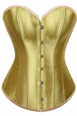 Gold Gothic Hourglass Overbust Corset - Y2K Grunge, 90s Fashion, Retro Style, Pastel Goth Outfits